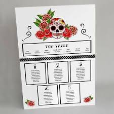 Details About A3 Table Plan Seating Chart Red Skull Wedding Rock N Roll Tattoo Goth Candy