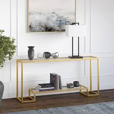 Gold Rectangle Glass Console Table