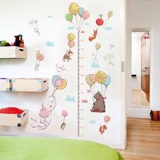 Us 7 89 Creative Balloon Animal Child Height Measurement Wall Sticker Child Bedroom Wardrobe Fox Rabbit Growth Up Chart Ruler For Home In Wall