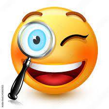 Cute smiley-face emoticon or 3d nerd emoji searching something with a  magnifying glass Illustration Stock | Adobe Stock