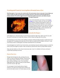 Cover loosely with sterile, nonstick bandage or, for large areas, a sheet or other material that that won't leave lint in wound. Treating And Properly Covering Burn Wounds From A Fire By Mcclain My Issuu