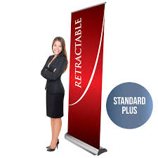 plus retractable banner stand step and
