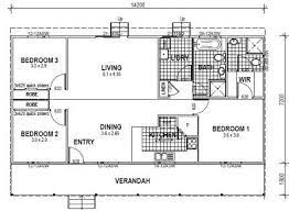 3 Bedroom Floor Plan 14m X 7m 100sqm