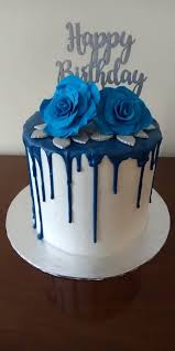 This easy birthday cake recipe requires less effort than most, but still looks fun and impressive. Beautiful Royal Blue Drip Happy Birthday Cake Blue Birthday Cakes 60th Birthday Cakes 15th Birthday Cakes