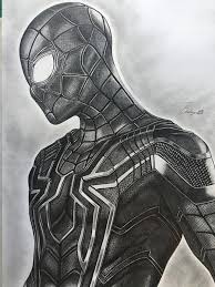 Draw a curved line down the center of the face. Original Pencil Portrait Of Spiderman From The Film Avengers Etsy