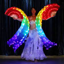 rainbow led dance fans up belly dancing