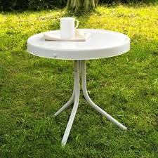 White Outdoor Metal Round Side Table