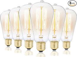6 Pack Rolay 25 Watt Vintage Edison Light Bulb With Squirrel Cage Filament 110 130 Volts E26 Base 70 Lumens Amazon Com