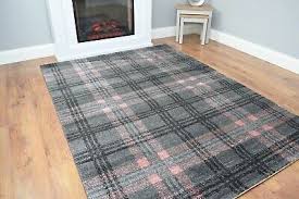 large small grey blush pink rug tartan