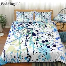 watercolor splatter black blue bedding