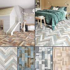 blue painted wood design lino flooring