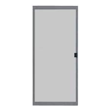 gray metal sliding patio screen door