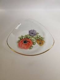 Small Hand Painted Glass Plate Flowers