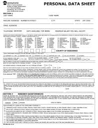 Personal Data Sheet For Employment Form Fill Out And Sign