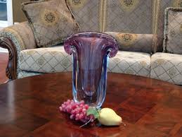 Murano Glass Vase Purple Aqua Blue