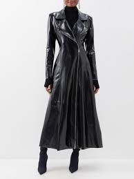 Patent Faux Leather Trench Coat
