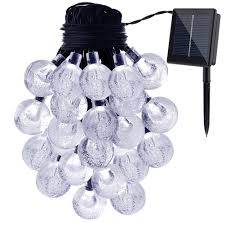 2019 Solar String Lights 20ft 30 Led White Crystal Ball Waterproof Outdoor String Lights Solar Powered Globe Fairy String Lights For Garden Home From
