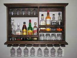 Mini Bar Espresso Stain Liquor Cabinet