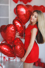 red balloons fashion model face