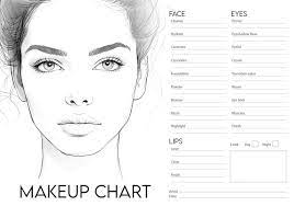 makeup face chart with hand drawn woman