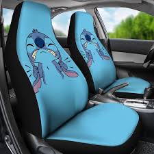 Cute Angry Stitch Dn Cartoon Blue Car