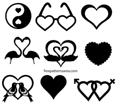 love heart shapes silhouette vector designs