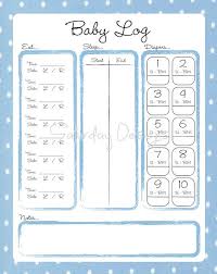 Printable Daily Log For Baby Blue Dots Feeding Diaper