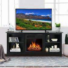 Gymax 58 In 2 Tier Fireplace Tv Stand