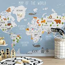 Kids Map Wallpaper World Map Wall