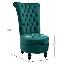 Shop allmodern for modern and contemporary high back swivel chair to match your style and budget. Homcom Retro High Back Armless Chair Living Room Furniture Upholstered Tufted Royal Accent Seat Green Aosom