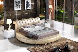 modern sophisticated round leather bed