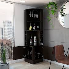 It's what happens when simple geometry meets up with most homes' scarcity of space. Tuhome Syrah Corner Bar Cabinet In Black Blw5546