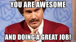 Feel prouder and more inspired to do your job with this awesome and totally cool good job meme go ahead and check out our amazing good job meme collection that's guaranteed to make you feel even. You Are Awesome And Doing A Great Job Ron Burgundy Stay Classy Meme Generator