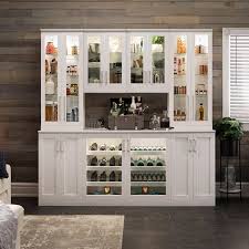 Also, it is recommended to mount a bar to a wall to prevent any tipping even if your floor feels level. Home Wine Bar Cabinet 8 Piece Set With Tall Wall And Short Wall Cabinets By Newage Products Costco