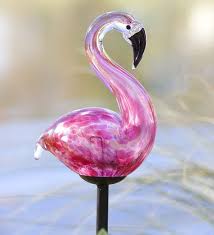 solar glass flamingo stake fancy