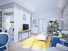 blue and yellow home decor