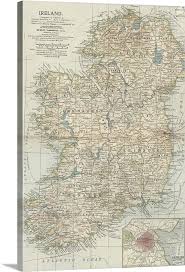 Ireland Vintage Map Wall Art Canvas