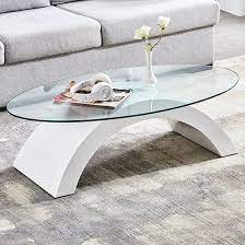 Opel Oval Clear Glass Coffee Table With