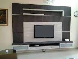 White Brown Wooden Wall Tv Unit For