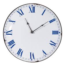 Distressed White And Blue Wall Clock