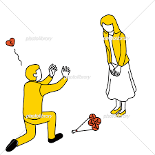 バラの花束を持って告白して失恋した男性（女性に振られた男性） イラスト素材 [ 7217038 ] - フォトライブラリー photolibrary