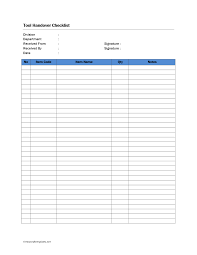 Hand Over Checklist Template
