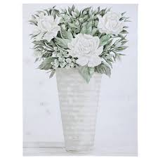 White Flower Vase Canvas Wall Decor