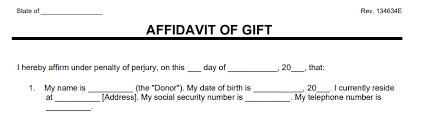 free gift affidavit form pdf word