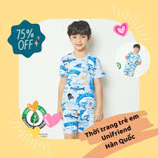 Unifriend Bé Trai Baby Shark Vải Cotton Giấy Mềm Mịn Mát Cho Mùa Hè - Đồ  ngủ bé trai