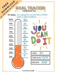 free printable goal tracker thermometer