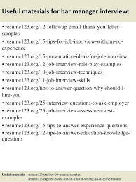 Useful Materials For Bar Manager Resume Examples General Example