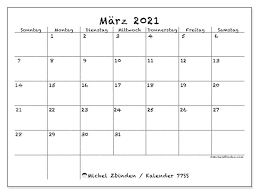 Auf kalenderland.com finden sich vielen weitere kostenlose kalendervorlagen zum ausdrucken. Kalender 77ds Marz 2021 Zum Ausdrucken Michel Zbinden De