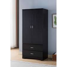 New and used armoires and wardrobes for sale near you featuring closet wardrobes, wooden armoires. Q Max Freestanding 2 Door Armoire With 2 Drawer Contemporary Wardrobe Overstock 33130054