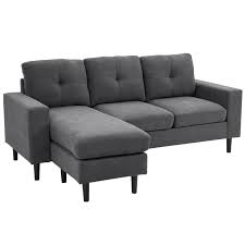 homcom l shape 3 seater fabric sofa